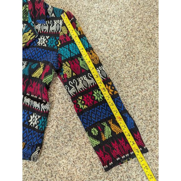 Vintage Artes Guatemattecas Jacket Womens Small/Medium Cropped Hand Woven Cats - Picture 7 of 7